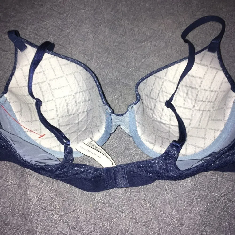 Victoria’s Secret blue lace uplift semi Demi bra